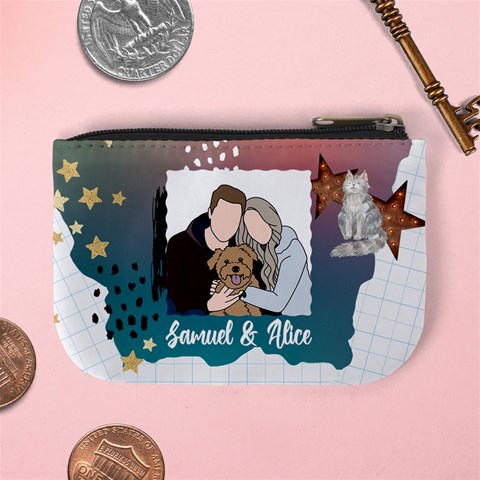 Personalized Photo Illustration Lover Name Mini Coin Purse By Joe Back