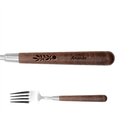 Personalized Flower Name Stainless Steel Fork with wooden Handle 