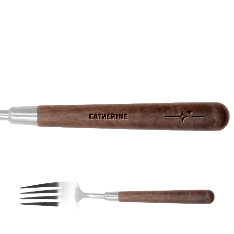 Personalized Shine Stainless Steel Fork With Wooden Handle  By Katy Fork