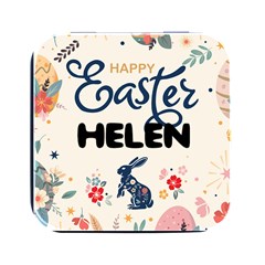 Personalized Easter Name Square Metal Box - Square Metal Box (Black)