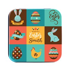 Personalized Easter Name Square Metal Box - Square Metal Box (Black)