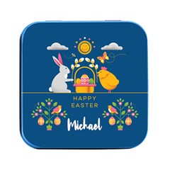 Personalized Easter Name Square Metal Box - Square Metal Box (Black)