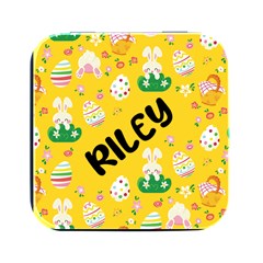 Personalized Easter Name Square Metal Box - Square Metal Box (Black)