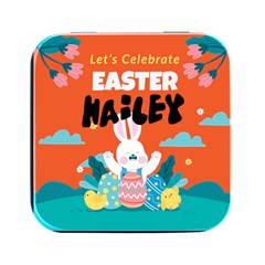 Personalized Easter Name Square Metal Box - Square Metal Box (Black)