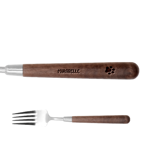 Personalized Pet Foot Name Stainless Steel Fork With Wooden Handle  By Katy Fork