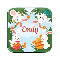 Personalized Easter Name Square Metal Box - Square Metal Box (Black)