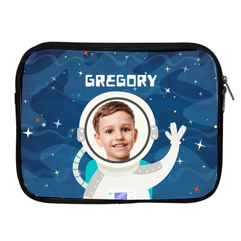 Astronaut Pattern Personalized Name And Photo Ipad Case  By Katy Front