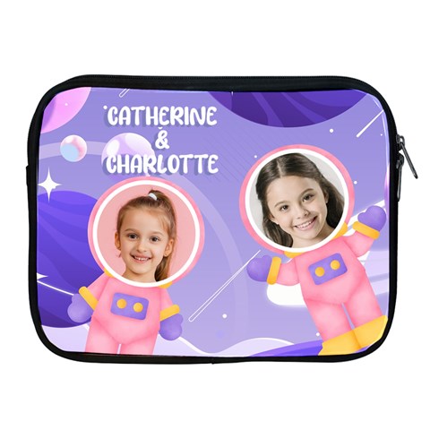 Astronaut Pattern Personalized Name And Photo Ipad Case  By Katy Front