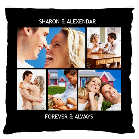 Personalized 5 Photo Name And Text Large Cushion By Joe Front