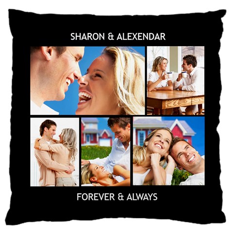Personalized 5 Photo Name And Text Large Cushion By Joe Back