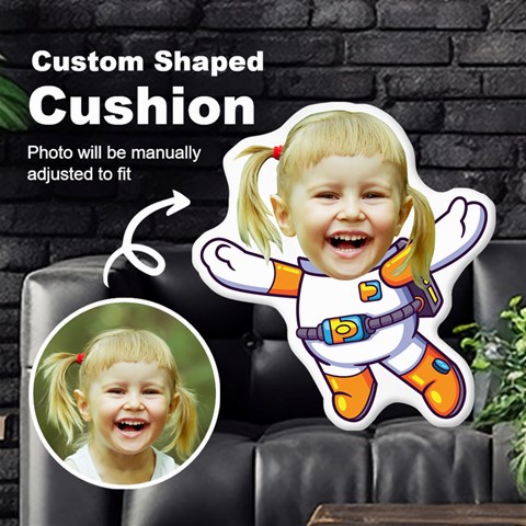 Personalized Head With Astronaut Cartoon Style Custom Shaped Cushion By Joe Front