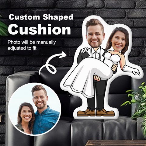Personalized Wedding Couple In Cartoon Style Custom Shaped Cushion By Joe Front
