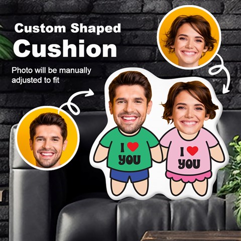 Personalized Photo In Couple Cartoon Style Custom Shaped Cushion By Joe Front