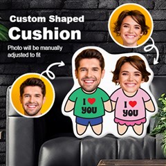 Personalized Photo in Couple Cartoon Style Custom Shaped Cushion - Cut To Shape Cushion Case Personalized Photo in Couple Cartoon Style Custom Shaped Cushion - Cut To Shape Cushion Case