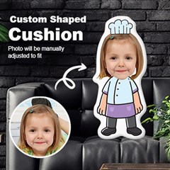 Personalized Photo in Chef Cartoon Style Custom Shaped Cushion - Cut To Shape Cushion