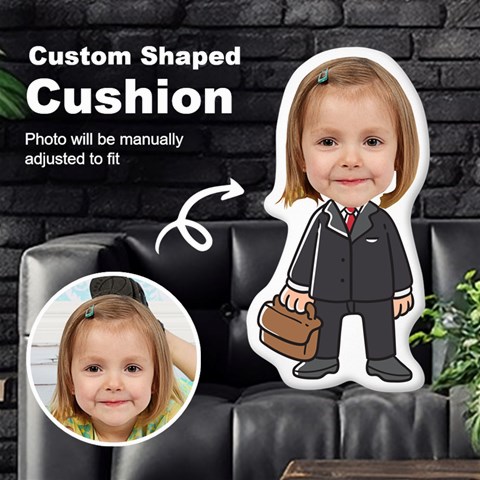 Personalized Photo In Merchant Businessman Cartoon Style Custom Shaped Cushion By Joe Front