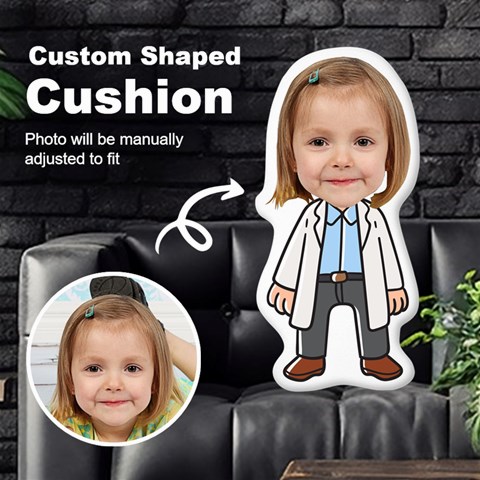 Personalized Photo In Doctor Cartoon Style Custom Shaped Cushion By Joe Front