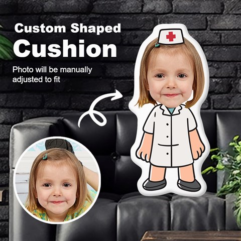 Personalized Photo In Nurse Cartoon Style Custom Shaped Cushion By Joe Front