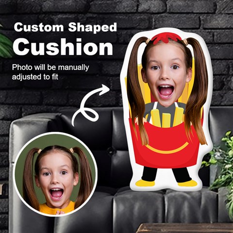 Personalized Photo In French Fries Chips Fast Food Style Custom Shaped Cushion By Joe Front