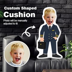 Personalized Photo in Pilot Captain Cartoon Style Custom Shaped Cushion - Cut To Shape Cushion