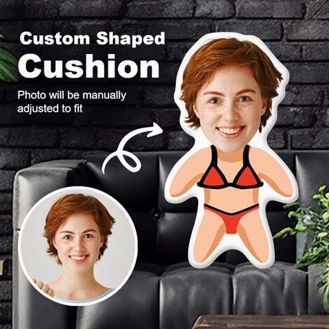 Personalized Photo In Bikini Cartoon Style Custom Shaped Cushion By Joe Front