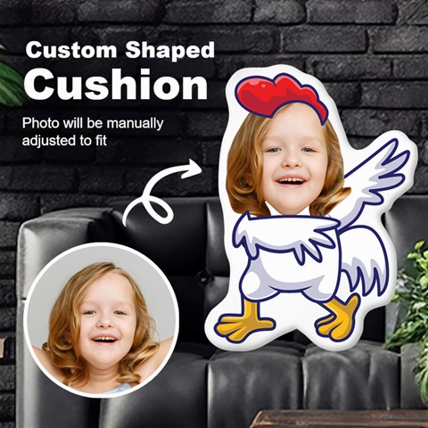Personalized Photo In Dabbing Chicken Cartoon Style Custom Shaped Cushion By Joe Front