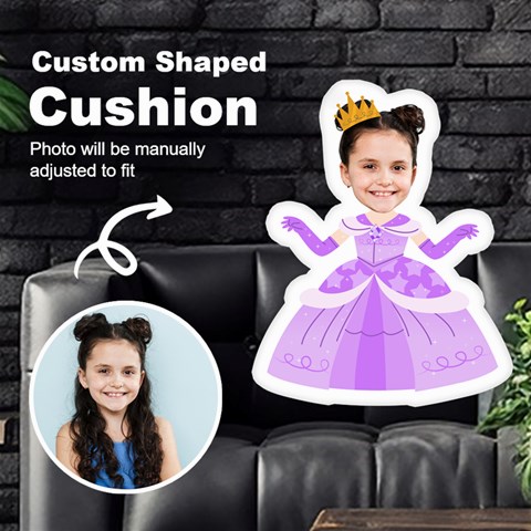 Personalized Photo In Purple Princess Custom Shaped Cushion By Katy Front