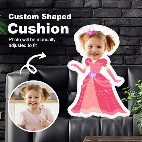 Personalized Photo In Pink Princess Custom Shaped Cushion By Katy Front