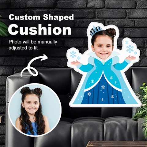 Personalized Photo In Blue Princess Custom Shaped Cushion By Katy Front