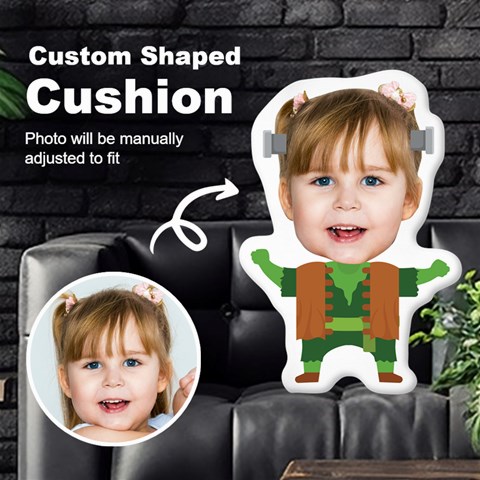 Personalized Photo In Halloween Frankenstein Cartoon Style Custom Shaped Cushion By Joe Front