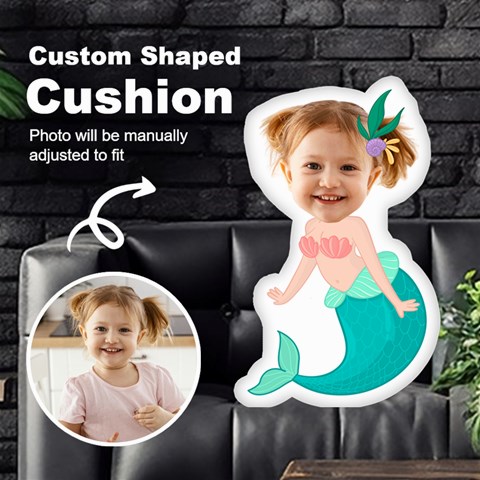 Personalized Photo In Mermaid Custom Shaped Cushion By Katy Front