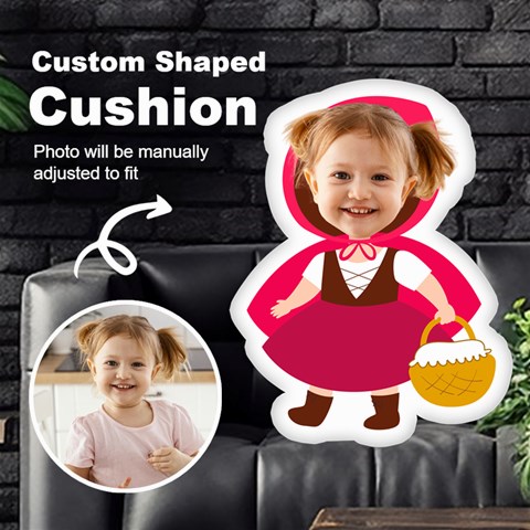 Personalized Photo In Little Red Ridding Hood Custom Shaped Cushion By Katy Front