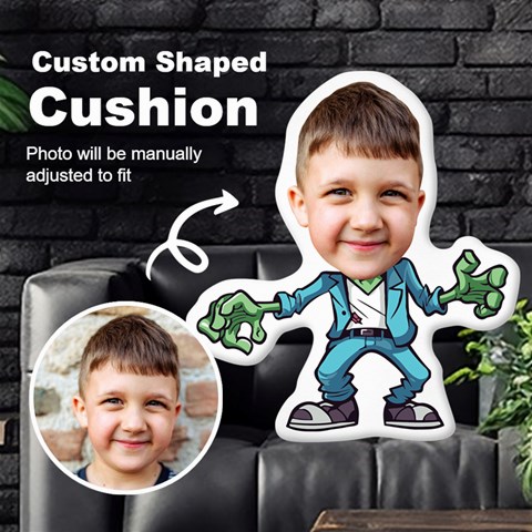 Personalized Photo In Halloween Zombie Cartoon Style Custom Shaped Cushion By Joe Front