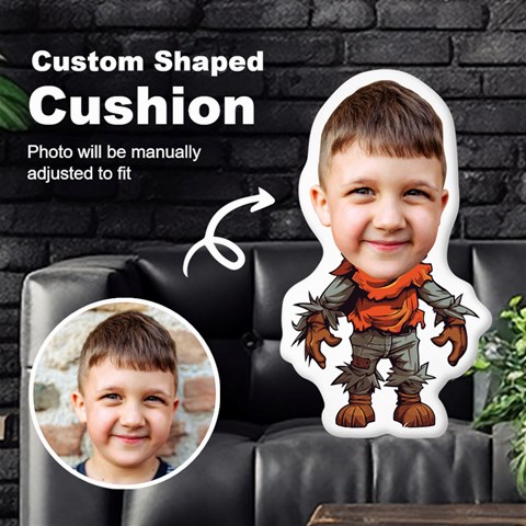 Personalized Photo In Halloween Scarecrow Cartoon Style Custom Shaped Cushion By Joe Front