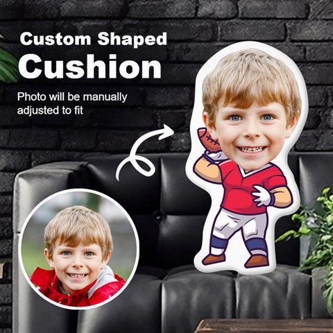 Personalized Photo In Sport Rugby Cartoon Style Custom Shaped Cushion By Joe Front