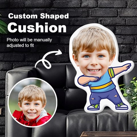 Personalized Photo In Dabbing Kid Cartoon Style Custom Shaped Cushion By Joe Front