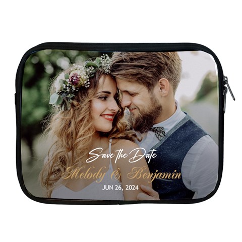 Personalized Save The Date Wedding Couple Photo Name Ipad Zipper Case By Joe Front