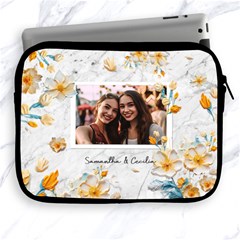 Personalized Oil Painting Floral Marble Texture Photo Name Any Text iPad Zipper Case (2 styles) - Apple iPad Zipper Case