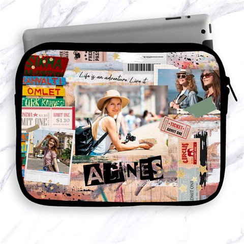 Personalized Life Adventure Style Travel Collage Photo Name Ipad Zipper Case By Joe Front