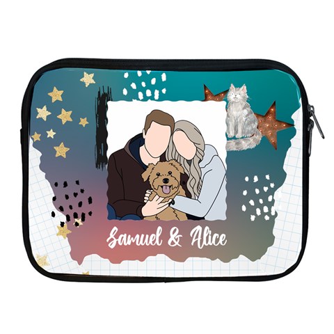 Personalized Photo Illustration Lover Name Ipad Zipper Case By Joe Front
