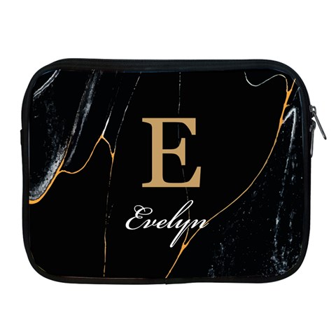 Personalized Initial Name Marble Ipad Zipper Case By Joe Front