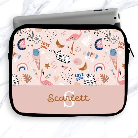 Personalized Cute Illustration Name Ipad Zipper Case By Joe Front