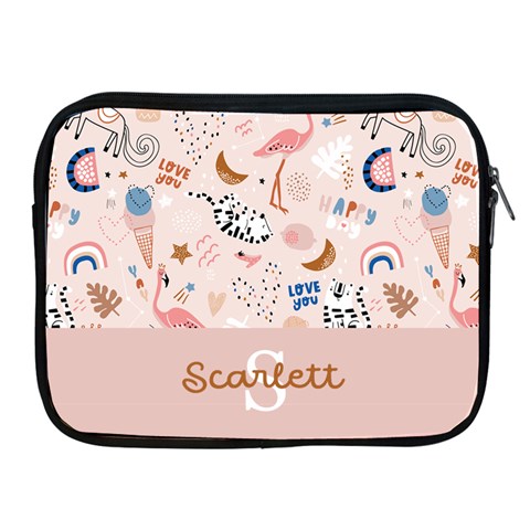 Personalized Cute Illustration Name Ipad Zipper Case By Joe Front