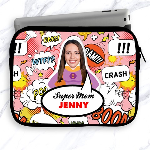 Personalized Photo Super Mom Mother Name Ipad Zipper Case By Joe Front