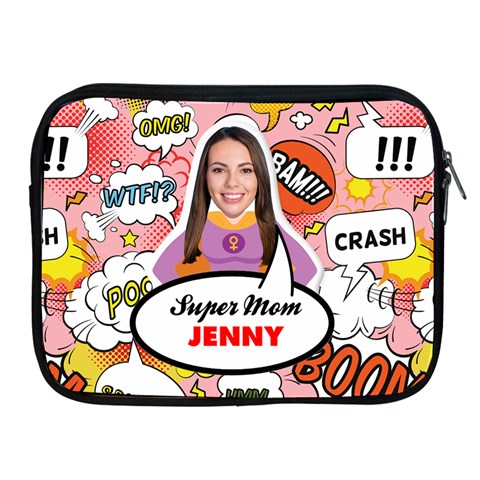 Personalized Photo Super Mom Mother Name Ipad Zipper Case By Joe Front