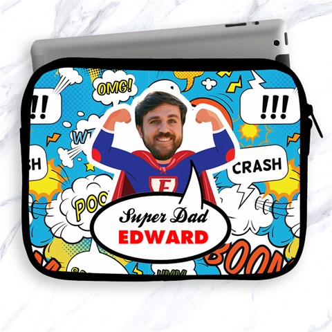 Personalized Photo Super Dad Father Name Ipad Zipper Case By Joe Front