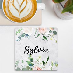 Personalized Name Floral UV Print Square Tile Coaster - UV Print Square Tile Coaster 