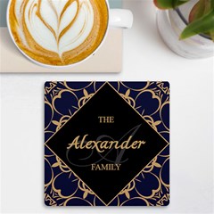 Personalized Initial Name Floral Ornament UV Print Square Tile Coaster - UV Print Square Tile Coaster 