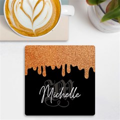 Personalized Glitter Initial Name UV Print Square Tile Coaster - UV Print Square Tile Coaster 