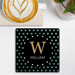 Personalized Glitter Dot Initial Name UV Print Square Tile Coaster - UV Print Square Tile Coaster 